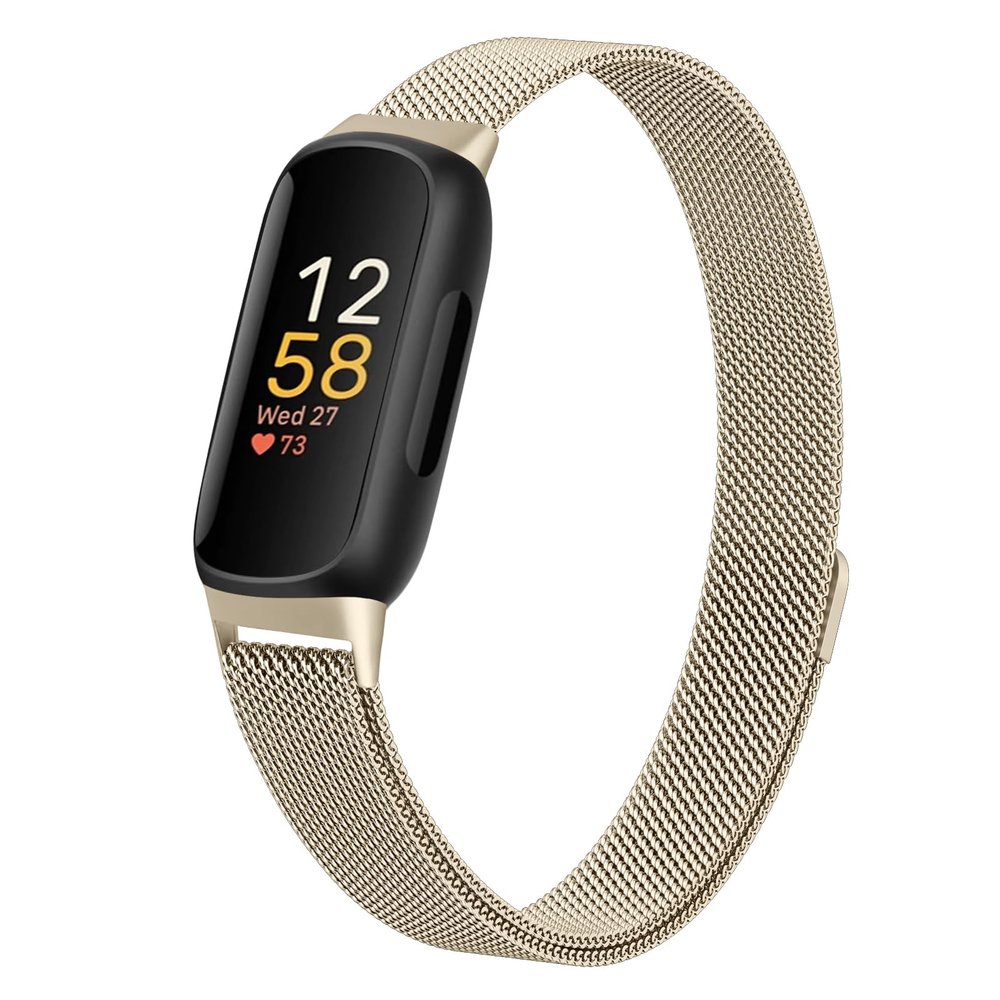 JKD Metal Bands Compatible with Fitbit Inspire 3 Bands for Women Men, Soft Mesh Loop Strap Replacement Adjustable Stainless Steel Band for Fitbit Inspire 3 Fitness Tracker, Champagne Gold
