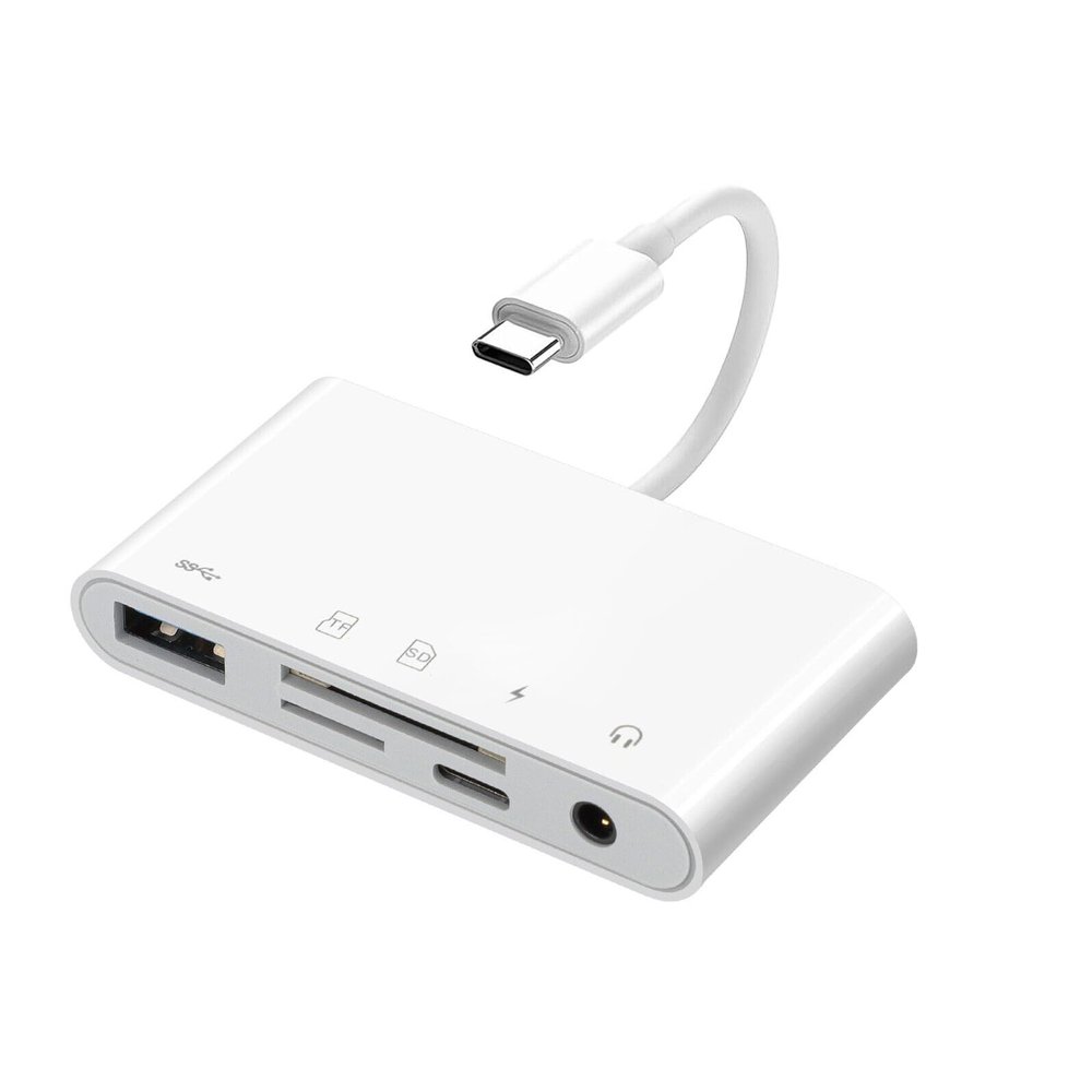 5 in 1 USB-C TF/SD Card Reader, Memory Card Reader Adapter for USB Flash Disk/Mouse/Keyboard/Camera