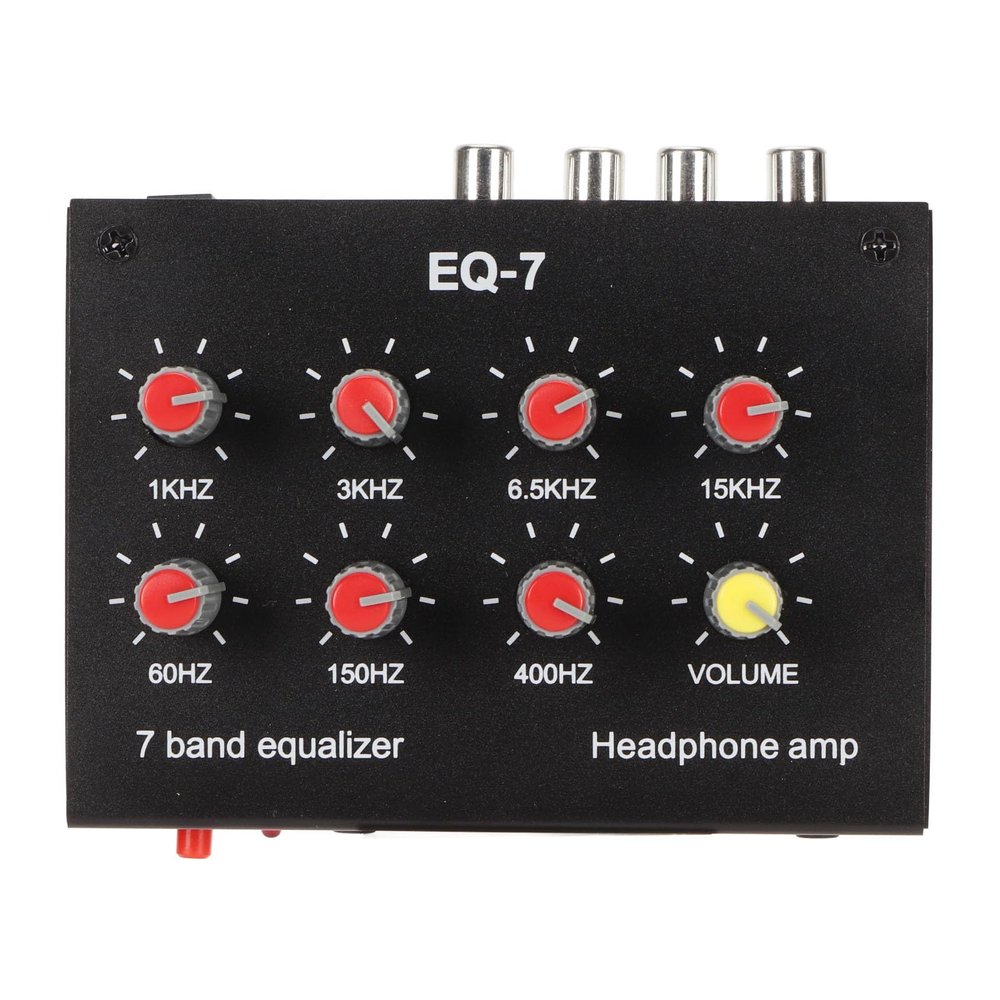 7 Band Sound Equalizer, Input Output Volume 7 Band Car Audio Graphic Equalizer 3.5mm Input Adjustment Dual Channel Digital Equalizer Car Equalizer EQ Car Headphone Amplifier (US