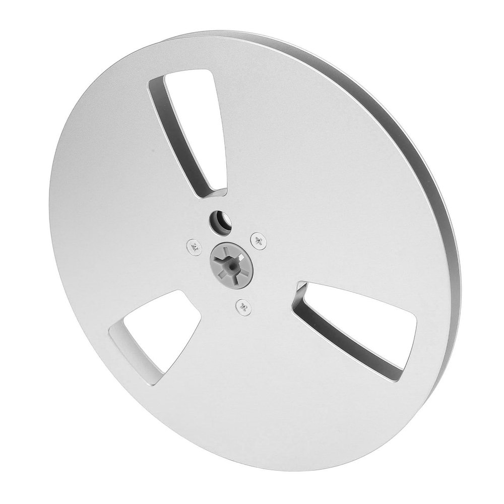 1/4 7 Inch Empty Tape Reel, 3 Holes Open Reel Sound Tape for Nab Flange, Aluminum Alloy Universal Takeup Reel Small Hub for Reel to Reel Tape Player (Silver)