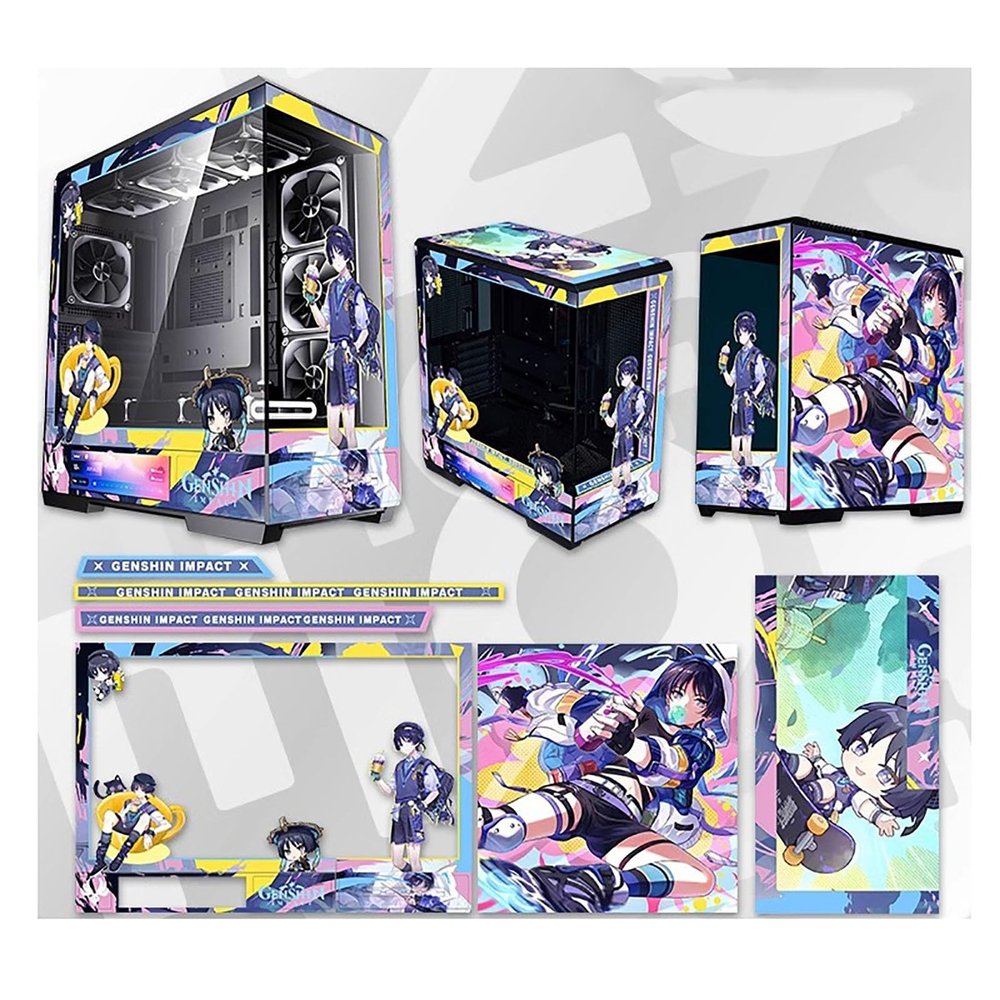 Computer Cases, Mid-Tower PC Gaming Case ATX/M-ATX/ITX - Front I/O TPYE-C Port - Tempered Glass- 10 Fan Installation Position - Water Cooling Installation Ready