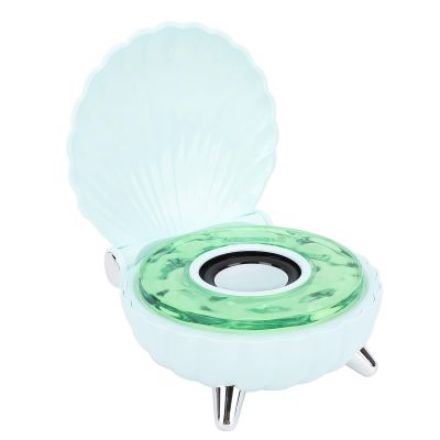 Bewinner Seashell Bluetooth Speaker for Bedroom, Battery Powered Desktop Stereo Speaker with Colorful Night Light Decoration (Green)