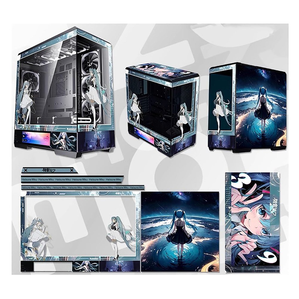 Computer Cases, Mid-Tower PC Gaming Case ATX/M-ATX/ITX - Front I/O TPYE-C Port - Tempered Glass- 10 Fan Installation Position - Water Cooling Installation Ready
