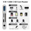 5-in-1 Memory Card Reader, USB-C 5 in 1 Hub Adapter Converter, TF/SD Card Reader for USB Flash Disk/Mouse/Keyboard/Camera view 4
