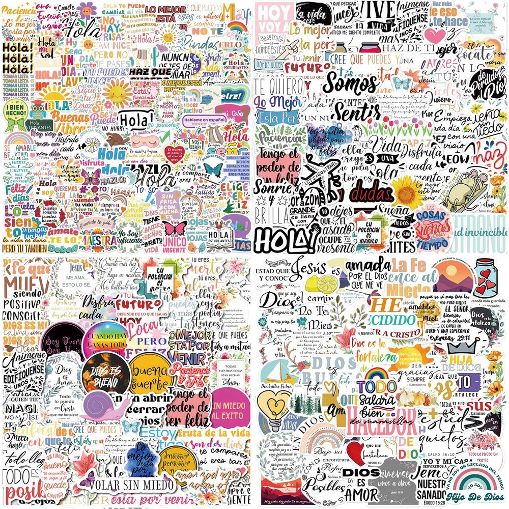 200Pcs Spanish Motivational Quote Stickers, Inspirational Positive Spanish Stickers for Adults, Sticker Packs for Laptop Hydro Flask Water Bottle Car Cup Computer Guitar