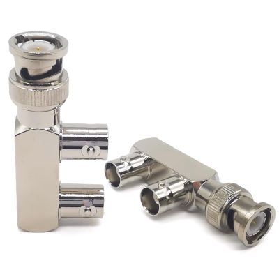 2PCS BNC Tee Splitter Coax Adaper, BNC Male to Dual BNC Female Coax Connector, Low Loss BNC Splitter F Shape 3 Ways BNC Tee Connector Adapter for FPV Antennas, CB Radio, Coaxial Cable