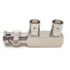 2PCS BNC Tee Splitter Coax Adaper, BNC Male to Dual BNC Female Coax Connector, Low Loss BNC Splitter F Shape 3 Ways BNC Tee Connector Adapter for FPV Antennas, CB Radio, Coaxial Cable view 3