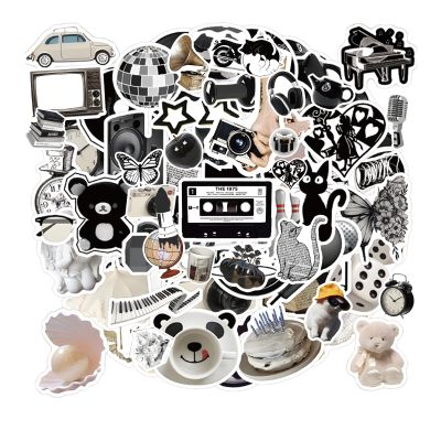 120PCS Aesthetic Stickers Black and White Pack, Y2K Aesthetic for Laptop Decals Eikecy Vinyl Waterproof Retro Vintage Stickers for Adults Teens