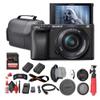 Sony a6400 Mirrorless Camera with 16-50mm Lens with Real-Time Eye Auto Focus, 4K Video (ILCE-6400L/B) + 64GB Memory Card + NP-FW50 Battery + Charger + Case + Flexible Tripod + More (Renewed) view 1