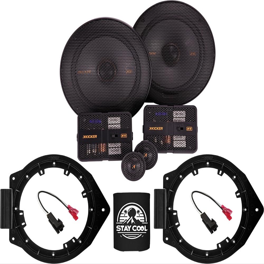 KICKER Speakers 6.5 inch for Chevrolet Avalanche 2007-2013 Upgrade Kit - Pair of KS Series with Adapters and Harness, Component 6 1/2 Car Audio Front Door Speaker for Chevy KSS6504, 51KSS6504