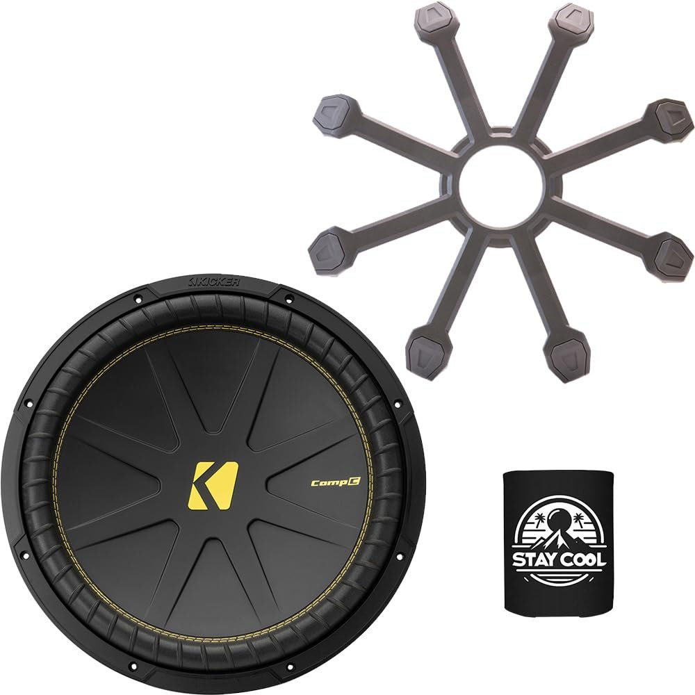 KICKER Subwoofer and Grille Package of 2 Items: 15" CompC Subwoofer DVC 4-ohm with ABS Grille - 50CWCD154 Sub & 43CWR15G Grill
