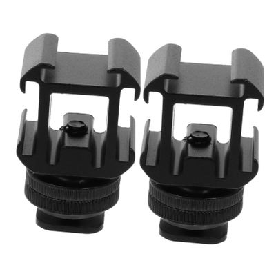 DirectNine Basics 2sets Hot Shoe Mount Adapter Dual Mount Photography Accessory for DSLR Cameras Easy Installation Lightweight Portable for Video Recording Live Streaming