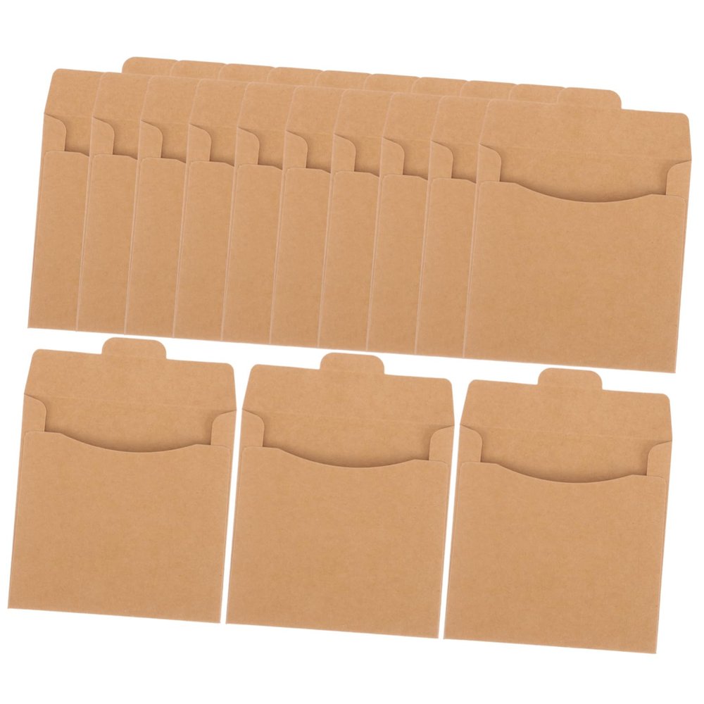 KONTONTY 50pcs Kraft Paper Cd Sleeves Durable DVD Packaging Envelopes for Storage Scratches and for Home Office School Use