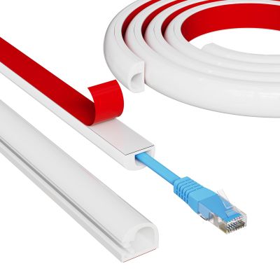 39" Side Open One Cord Hider (<1/4") for Wall Mounted Tv,Extension Flexible Cable Cover to Hide Conceal Cords Along Wall,Wire Raceway Management Cable Concealer Channel,Electric Cord Organizer,White