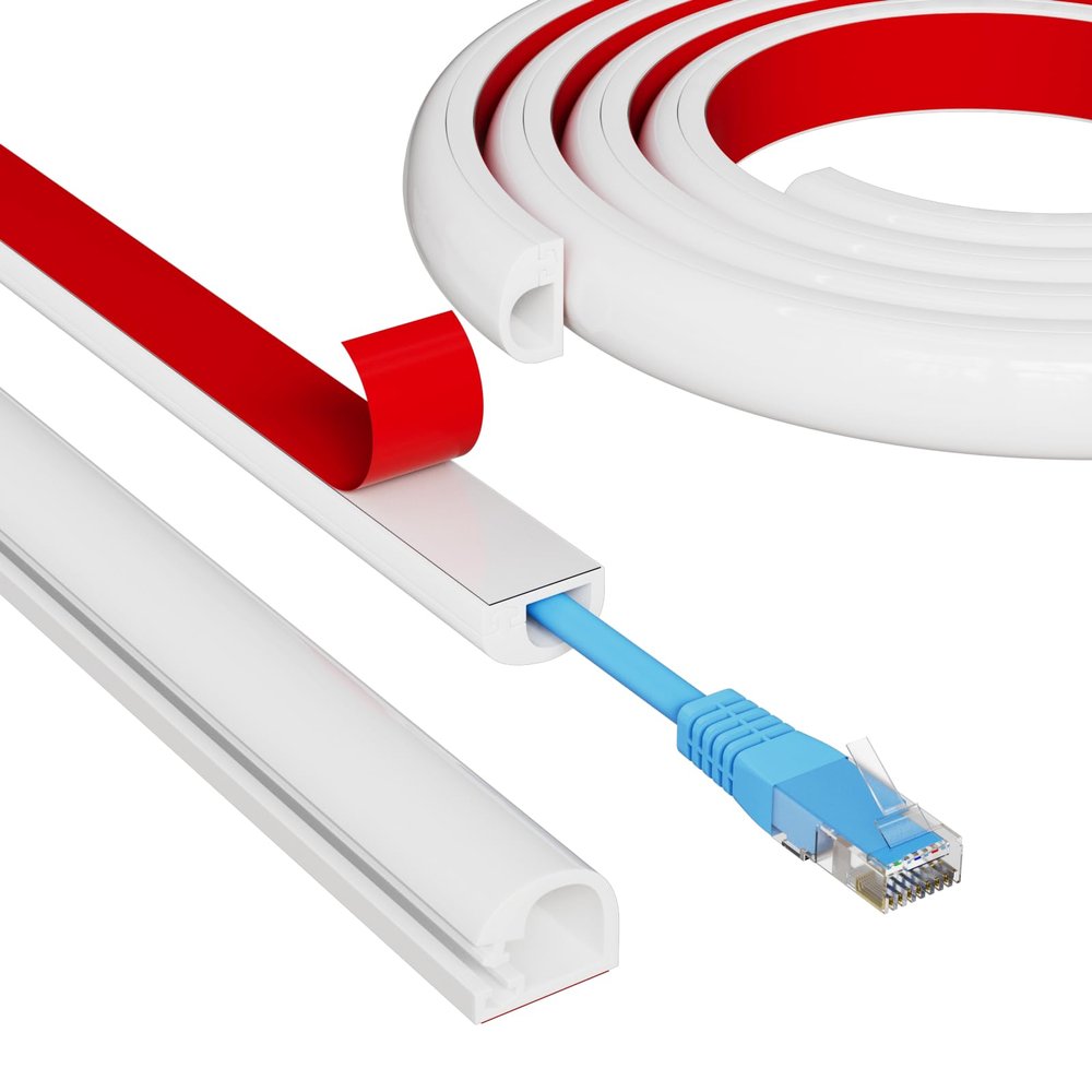 39" Side Open One Cord Hider (<1/4") for Wall Mounted Tv,Extension Flexible Cable Cover to Hide Conceal Cords Along Wall,Wire Raceway Management Cable Concealer Channel,Electric Cord Organizer,White