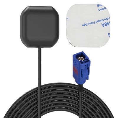 SZSAUTO Waterproof Vehicle Active GPS Navigation Antenna with Fakra C Blue Connector - Magnetic/Adhesive Mount Active GPS Antenna for Cars Trucks SUVs Navigation Radio Head Units