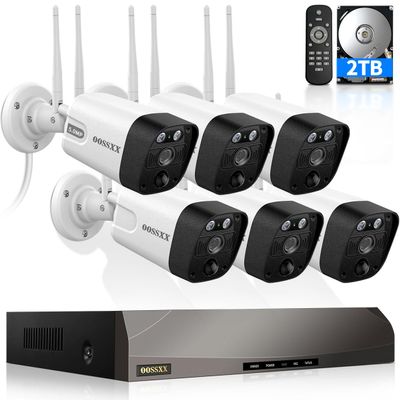 (5.5MP & PIR Detection) 2-Way Audio Dual Antennas Enhance WiFi Wireless Outdoor Camera System 3K 5.0MP 1944P Security Surveillance DVR Set Outdoor Wireless Security Cameras System