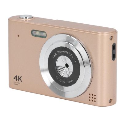 Vintage 4K HD Digital Camera 48MP 16X Zoom Portable Photography Video Recording Travel Camera (Gold)