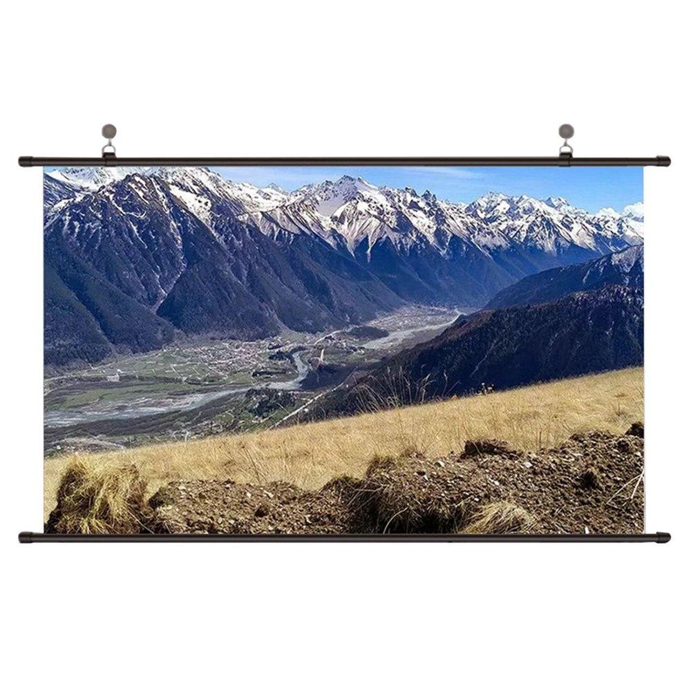 60/72 Inch Manual Pull Down Projector Screen, 16:9 HD Projector Movies Screens, for Home Theater Game(72in(159x90cm))