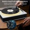 LP&No.1 Record Player with Built-in Stereo Speakers, LED Control, 3-Speed Belt-Drive Vinyl Turntable with USB Playback & Recording, Wireless BT Input & Output, Auto Stop, Pitch Control | White Pearl view 3