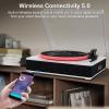LP&No.1 Record Player with Built-in Stereo Speakers, LED Control, 3-Speed Belt-Drive Vinyl Turntable with USB Playback & Recording, Wireless BT Input & Output, Auto Stop, Pitch Control | White Pearl view 4