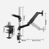 mengli-99 Monitor Mount 15-27inch Dual Monitor Mount, Ergonomic Full Motion Dual Monitor Arm Desk Mount with C-clamp and VESA 75/100mm, Max 14.3 lbs Each Arm Monitor Stand(70cm) view 2