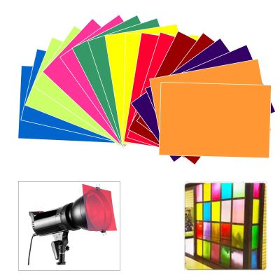 18 Pcs Color Correction Gel Light Filter,Transparent Overlays Lighting Gels Colored Plastic Sheets,Colored Film for Lights Photography Lamp Reading,Landscape Led Covers A4 Size 9 Colors