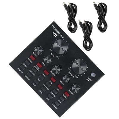 BIUDECO Professional Usb Live Sound Card Mixer with Dual Microphone Ports for Streaming Broadcasting and Ktv Features Voice Effects Compatible with Mobile and Computer