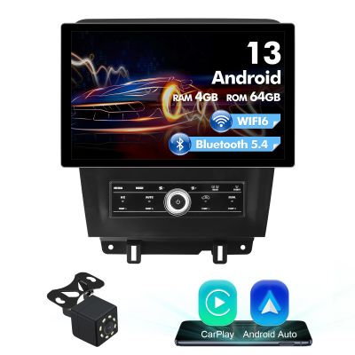 4+64G 11.5-inch Android 13 WiFi 6 Car Stereo for Ford Mustang 2010 2011 2012 2013 2014 IPS Touchscreen Screen Bluetooth 5.4 Car Radio with Carplay & Android Auto Support Backup Camera FM Navi SWC