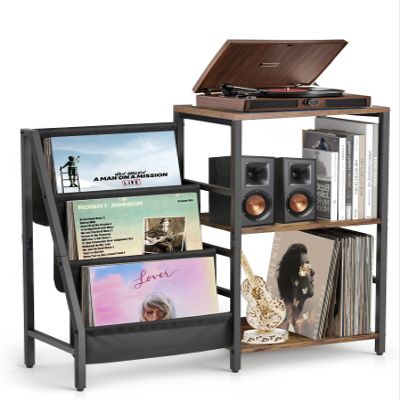 CCYRYY Record Player Stand,Record Player Stand with Vinyl Record Storage,Turntable Stand Holds, Brown End Table for Music Room,Record Cabinet for Vinyl Records Media Stereo.