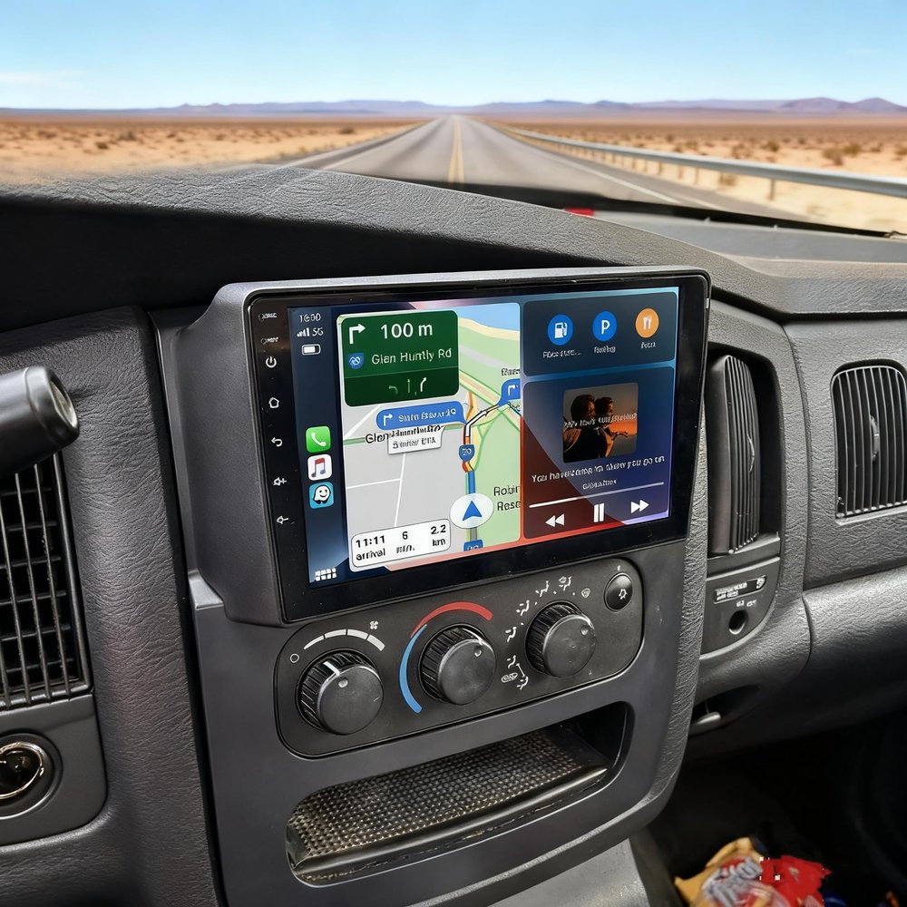 Car Radio Upgrade for Dodge Ram 1500 2500 3500 2003-2005, 9 Inch Touch Screen Android Radio with Wireless Carplay Android Auto GPS, WiFi, Bluetooth, FM, Mic, Backup Camera 2+32G