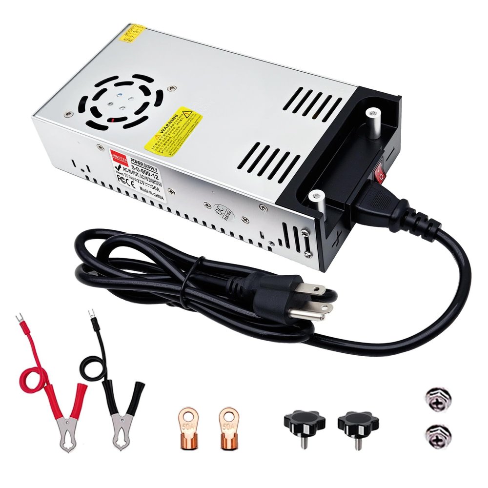 AC to DC Converter 12V Power Supply,Universal SMPS 110V/120V/220V AC to 12V 50A 600W DC Converter Power Supply Transformer Driver Adapter for CCTV,RV,Pump,LED Strip, LCD Monitor(DC12V-50A-600W)