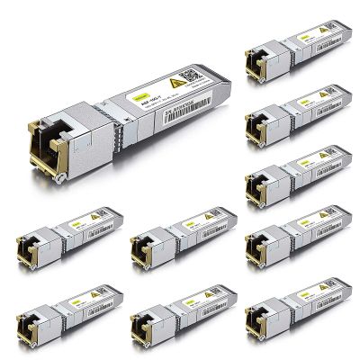 10Gtek SFP+ to RJ-45 10GBase-T Transceiver, 10Gbe Copper SFP+ to Ethernet Module for Cisco SFP-10G-T-S, Ubiquiti UniFi UF-RJ45-10G, TP-Link TL-SM5310-T, Netgear and More, up to 30m, Pack of 10