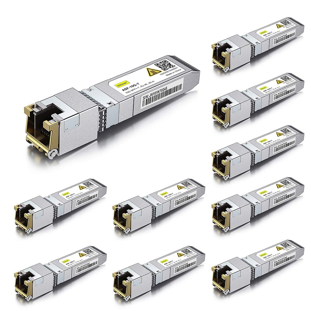 10Gtek SFP+ to RJ-45 10GBase-T Transceiver, 10Gbe Copper SFP+ to Ethernet Module for Cisco SFP-10G-T-S, Ubiquiti UniFi UF-RJ45-10G, TP-Link TL-SM5310-T, Netgear and More, up to 30m, Pack of 10