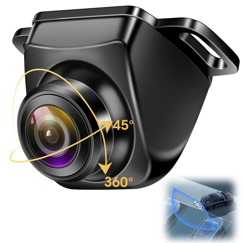 Upgrade 180Wide Angle Backup Camera AHD 1080P Back up Camera for Cars Super Night Vision 360 Rotatable Front/Side/Rear View Camera IP69K Waterproof Reverse Camera No-drillling Install