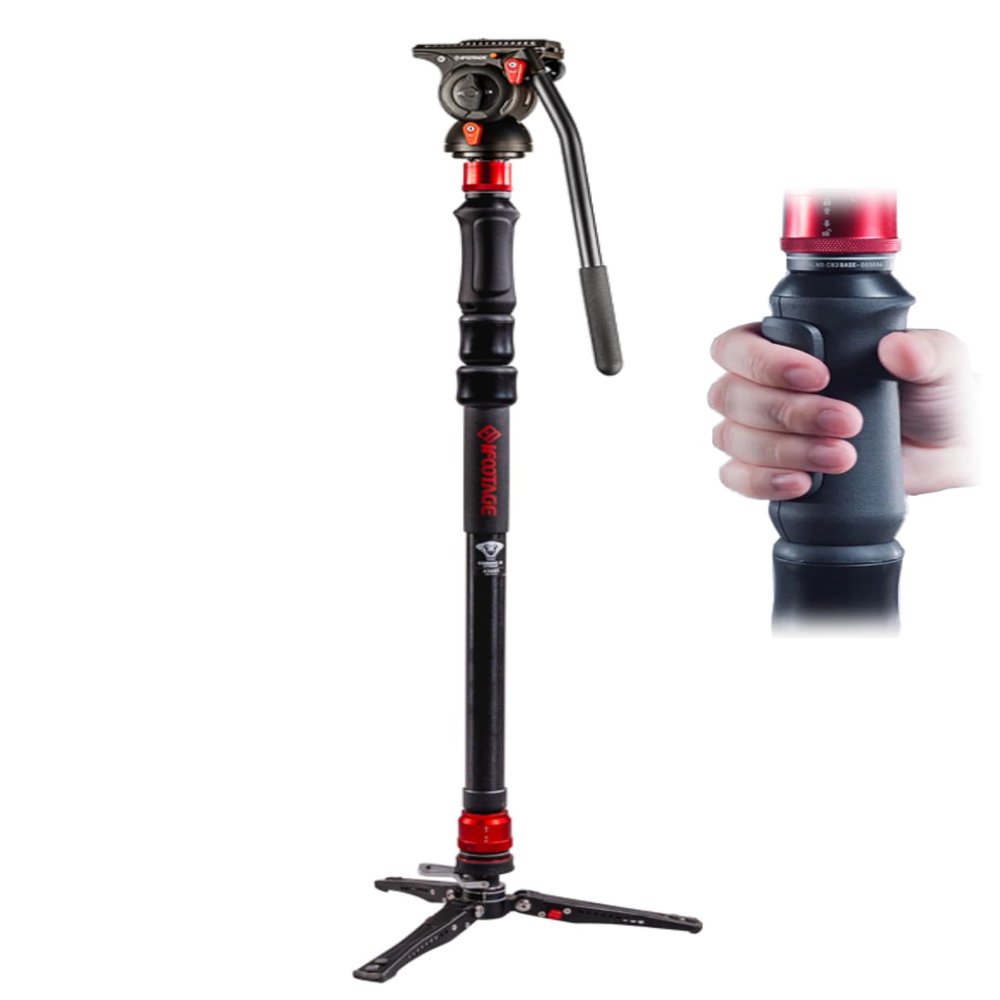 IFOOTAGE Cobra 3 Strike Monopod with Fluid Head K5S, 59" Camera Monopod with Pedal Locking, One-Step Rapid Height Adjustment, for Shooting Bird/Animal/Sports Event/Wedding/Live Show