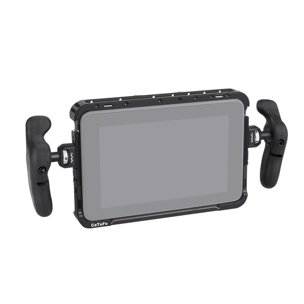 CaTeFo Video Rig Kit for YoloLiv Cage Compatible with YoloBox Ultra, Full Aluminum Alloy Cage with Left and Right 1/4'' Handles, Built-in NATO Rail and Cold Shoe Cage Kit -YL01K