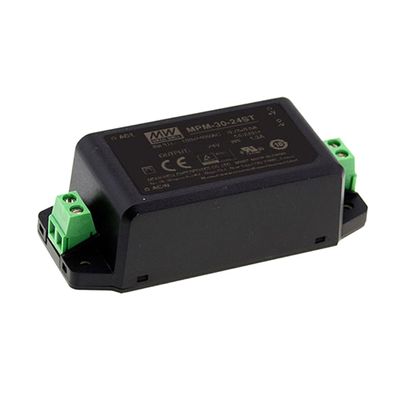 DynMach MPM-30-24ST Green AC-DC Power Supply, Input 80-264VAC, Output 24V/1.3A, High Efficiency Up to 90%, Low Leakage <80A, TUV/UL Certified, Ideal for Precision Equipment