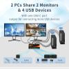 DP hdmi kvm Switch 2 Monitors 2 Computers Display Port,kvm Switch displayport with DP and HDMI kvm switches,8K@60HZ,USB3.0 with 1 USB C view 3