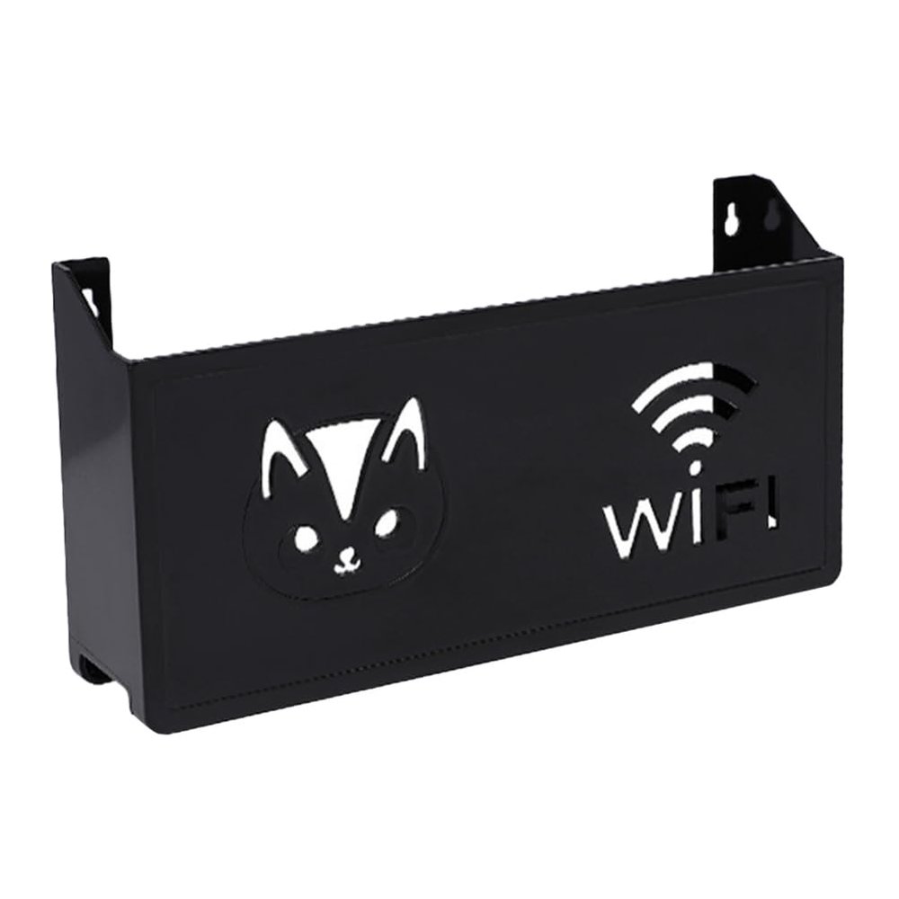 DOITOOL Wall Mounted Storage Box for Router and Modem Cable Management Organizer with Ventilated Mesh Design No Drilling Installation Space-Saving Electronics Holder