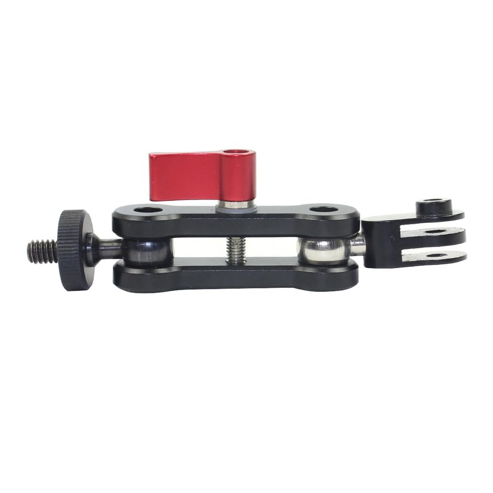NovelGoal Magic Arm Mount Bracket Adapter Tripod Holder 1/4 Inch Screw with Dual Ball Head for OS-MO 360/Hero 13 and Hero All Series Sport Action Camera (Red,knob L110mm)