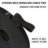 16 Yard x 1/2 Inch Adjustable Cable Straps Roll, Reusable Fastening Cable Ties, Free Cut Length Hook and Loop, Wire Management, Securing Strap for Cable Tidy Cord Organizer Black view 2