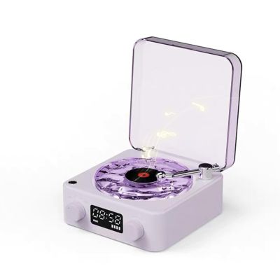 Zunate Waves Vintage Record Player Speaker, Mini Portable Retro Sleep Aid Speakers, Purple
