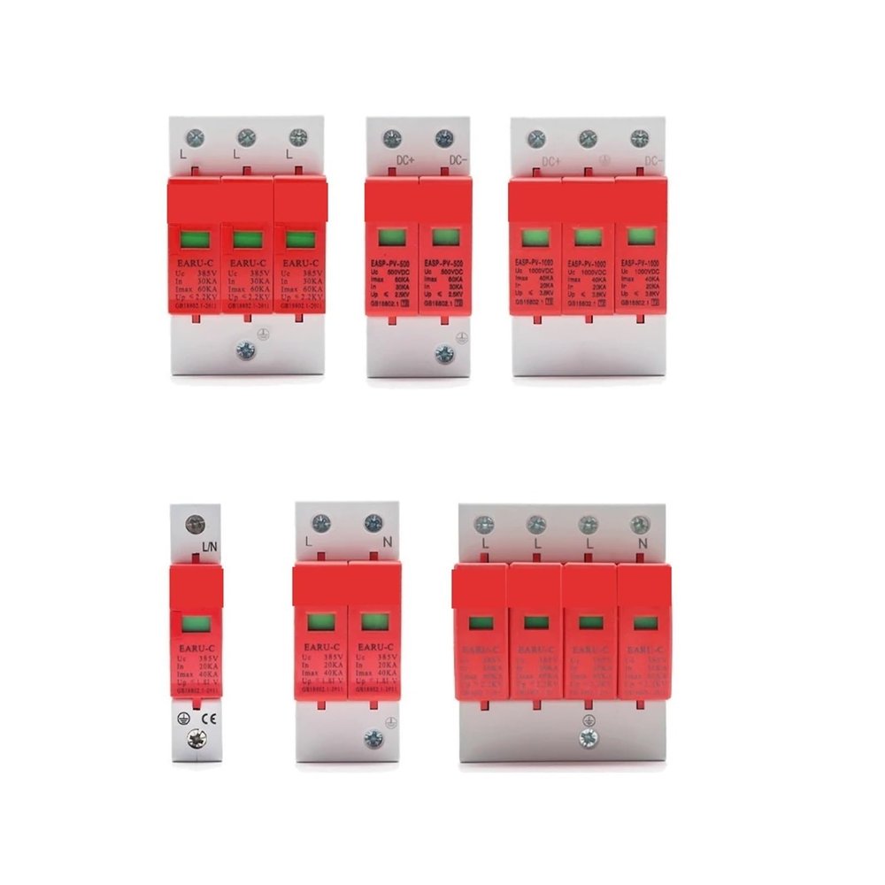 BSXYLVA Surge Protector 4P Power Supply Lightning Protector Household 2P 3P DC 500V Lightning Arrester Surge Switch Photovoltaic(ACSP4P-40)