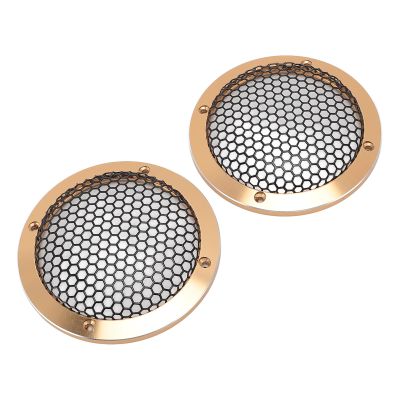 2PCS Ceiling Speaker Covers, Metal Mesh Round Speaker Grille, Universal Speaker Grill Guard with Mounting Screws for DIY Speaker and Car Speaker, 92mm Outer Diameter (Gold)