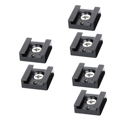 DirectNine Basics 6pcs Cold Shoe Mount Adapter for Quick Release Flash Stand Bracket for Cameras Compatible Threaded Accessories and Sturdy Design Black