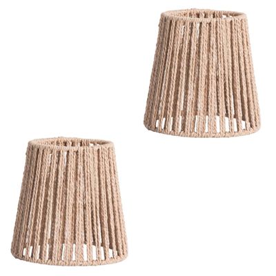 Levemolo 2pcs Hand-woven Lampshade Light Shade for Home Decor Cozy Woven Pendant Light Fixture Natural Rope Design for Restaurants Cafes and Living Spaces