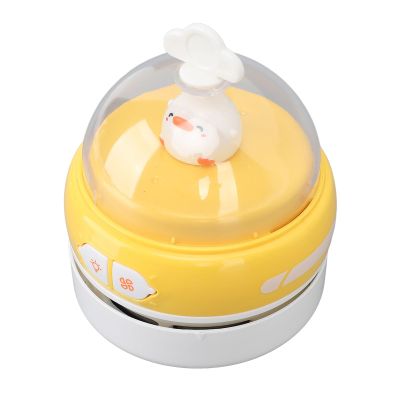KIMISS Portable Rechargeable Desktop Vacuum Cleaner, Cordless Mini Table Dust Sweeper with Night Light, Effective USB Charging Desk Cleaner for Pencil Eraser Shavings (Yellow)
