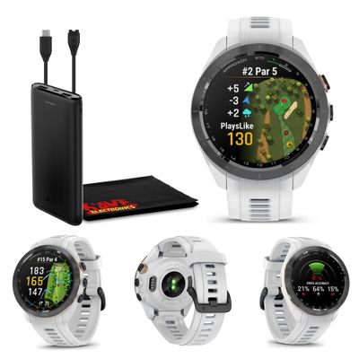 Garmin Approach S70 Golf GPS Watch AMOLED 42mm (White) Fitness Bundle