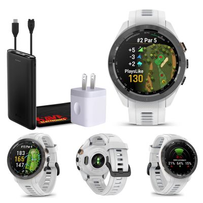 Garmin Approach S70 Golf GPS Watch AMOLED 42mm (White) Touchscreen Bundle